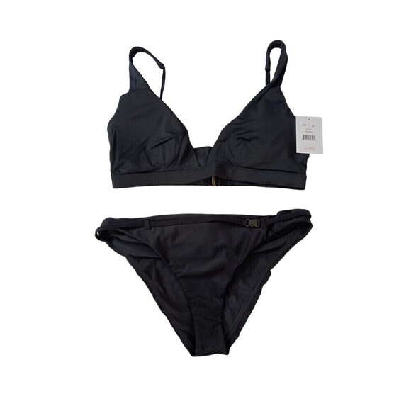 Andie Swim Bikini Set Large Tahiti Top Riviera Bottom Eco Nylon Black NWT - Picture 9 of 9
